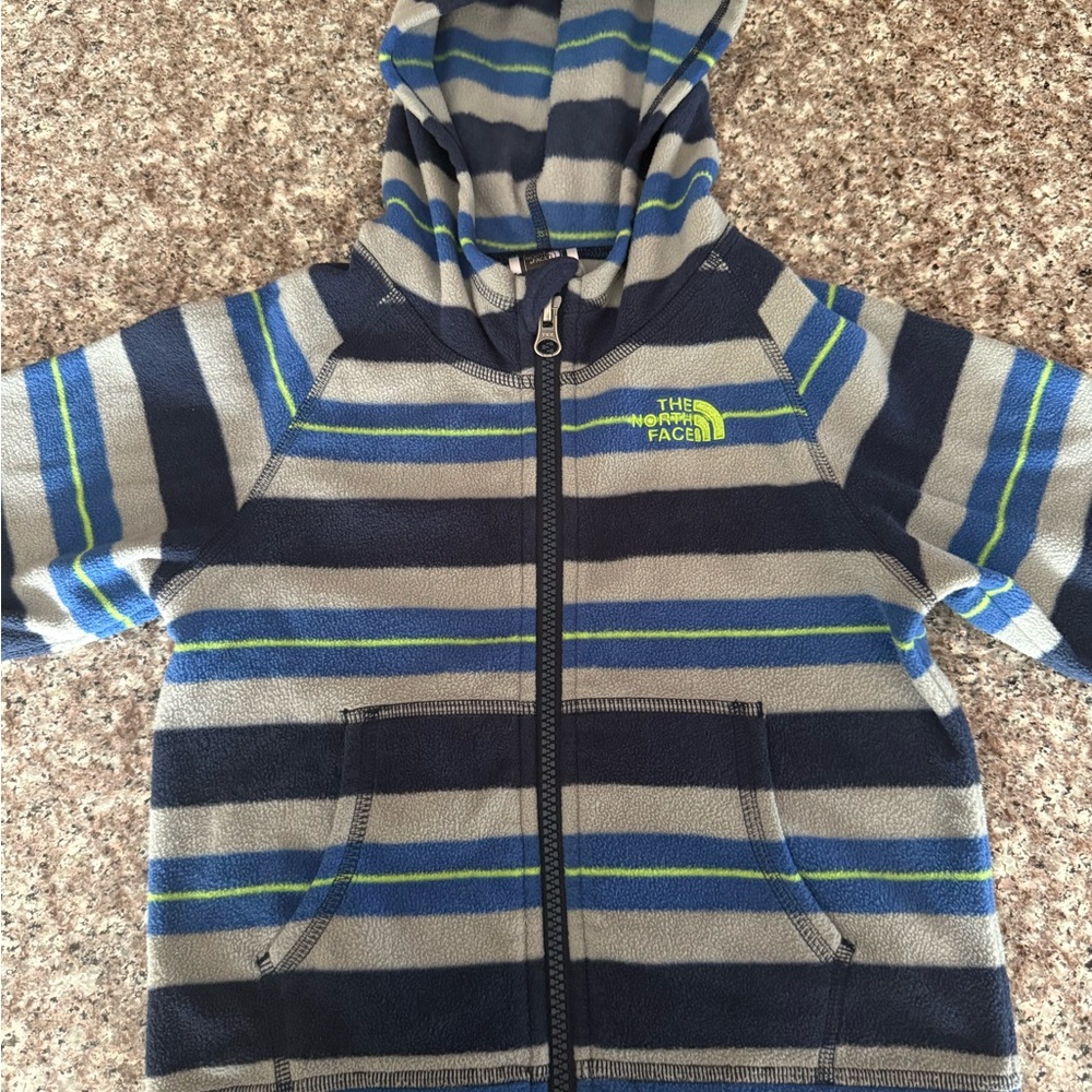 The North Face Kids Striped Hoodie - Blue and Gray
